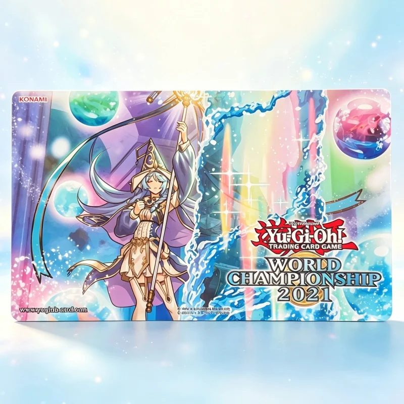 600x350mm Yu-Gi-Oh！DIY WCS 2021 Collectible Card Playmat 2mm Sealing Edge Silent Magicia Single Rubber Board Game Card Mat Gift