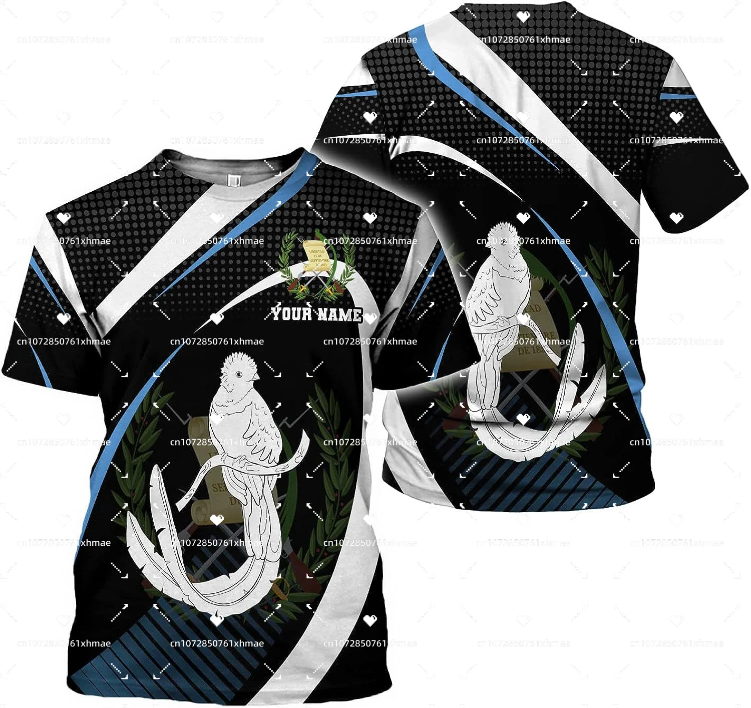 Футболка мужская с 3D-принтом флага Гватемалы, уличная одежда в стиле Харадзюку, топ оверсайз с круглым вырезом и короткими рукавами, с индивидуальным названием