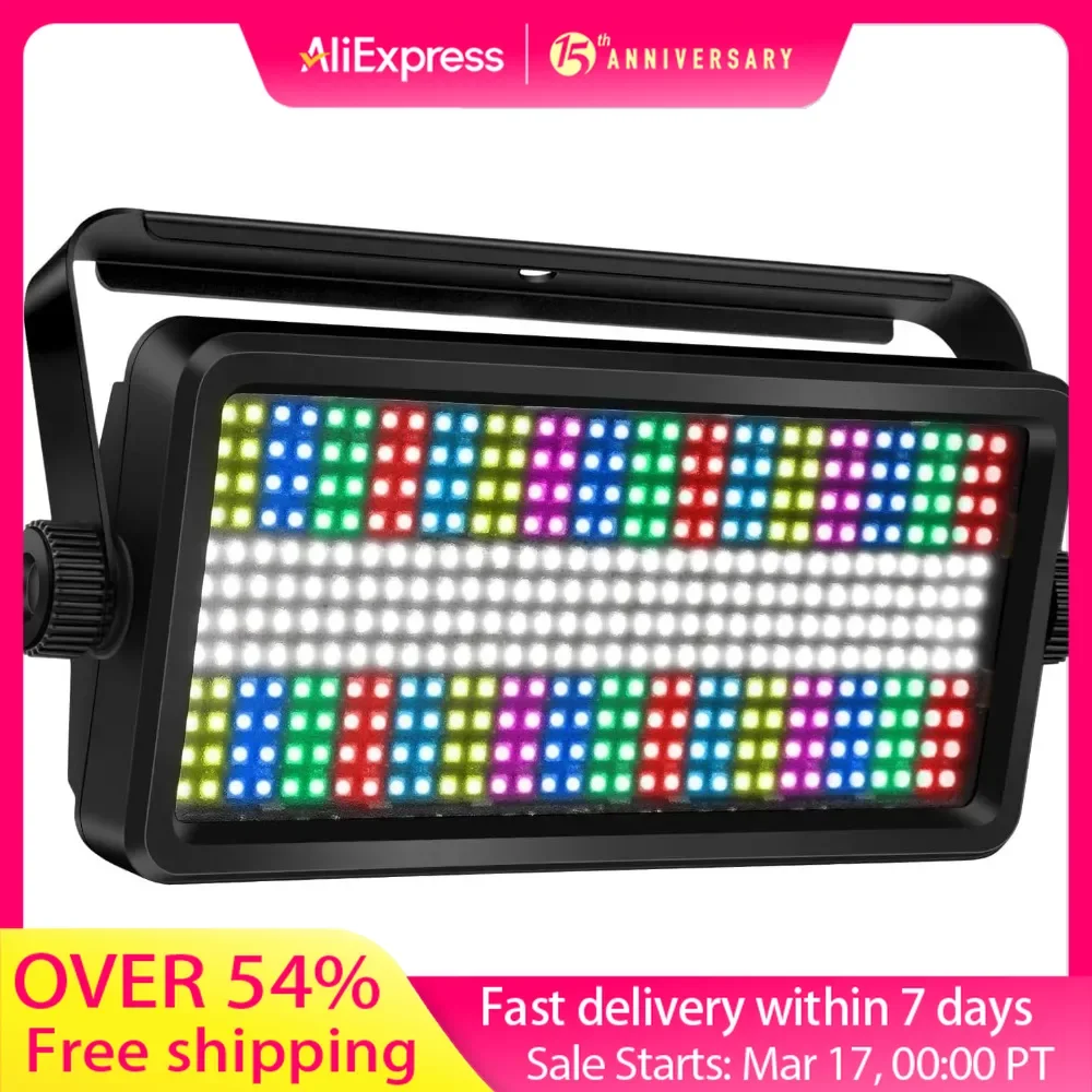 LED Stage Strobe Effect Lights - 120W RGBW DJ Light with 48 Zones Chasing by DMX Control Sound Activated Auto Play Wall Washer