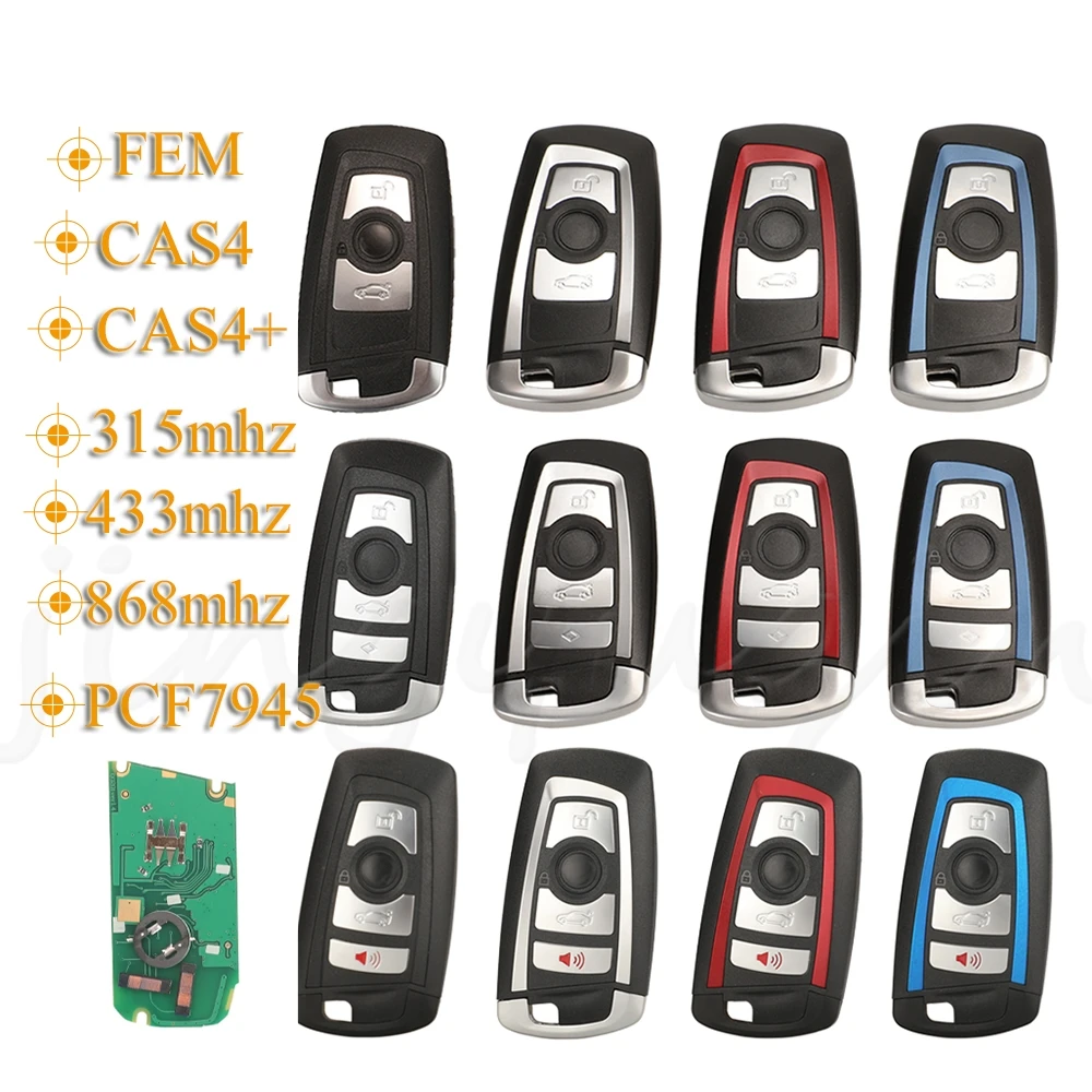 Jingyuqin 3/4/5BNT 868/315/433mhz Car Remote Smart Key For BMW 1 3 5 7 Series CAS4 FEM Auto Vehichle Alarm Keyless KR55WK49863