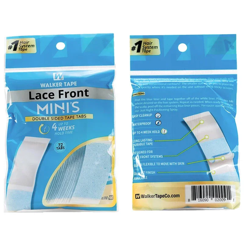 Lace Front Minis Double Sided Tape Tabs Hair System Tape Up To 4 Weeks Hold Time 72 Tabs Walker Tape Hair Bonding Glue T036