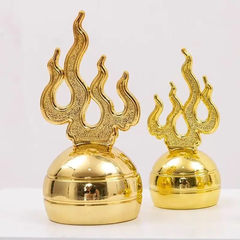 3.3-23cm height alloy fireball color gold ground Tibetan king torch pearl magic Dizang King Ksitigarbha accessory ornament