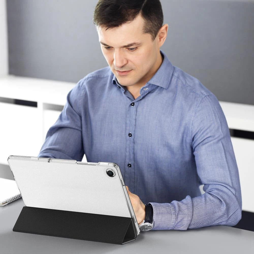 حافظة لهاتف سامسونج جالاكسي اللوحي S6 لايت 10.4 تاب A9 A8 A7 S7 S8 S9 S10 FE، غطاء بلوري شفاف لوظيفة النوم التلقائي