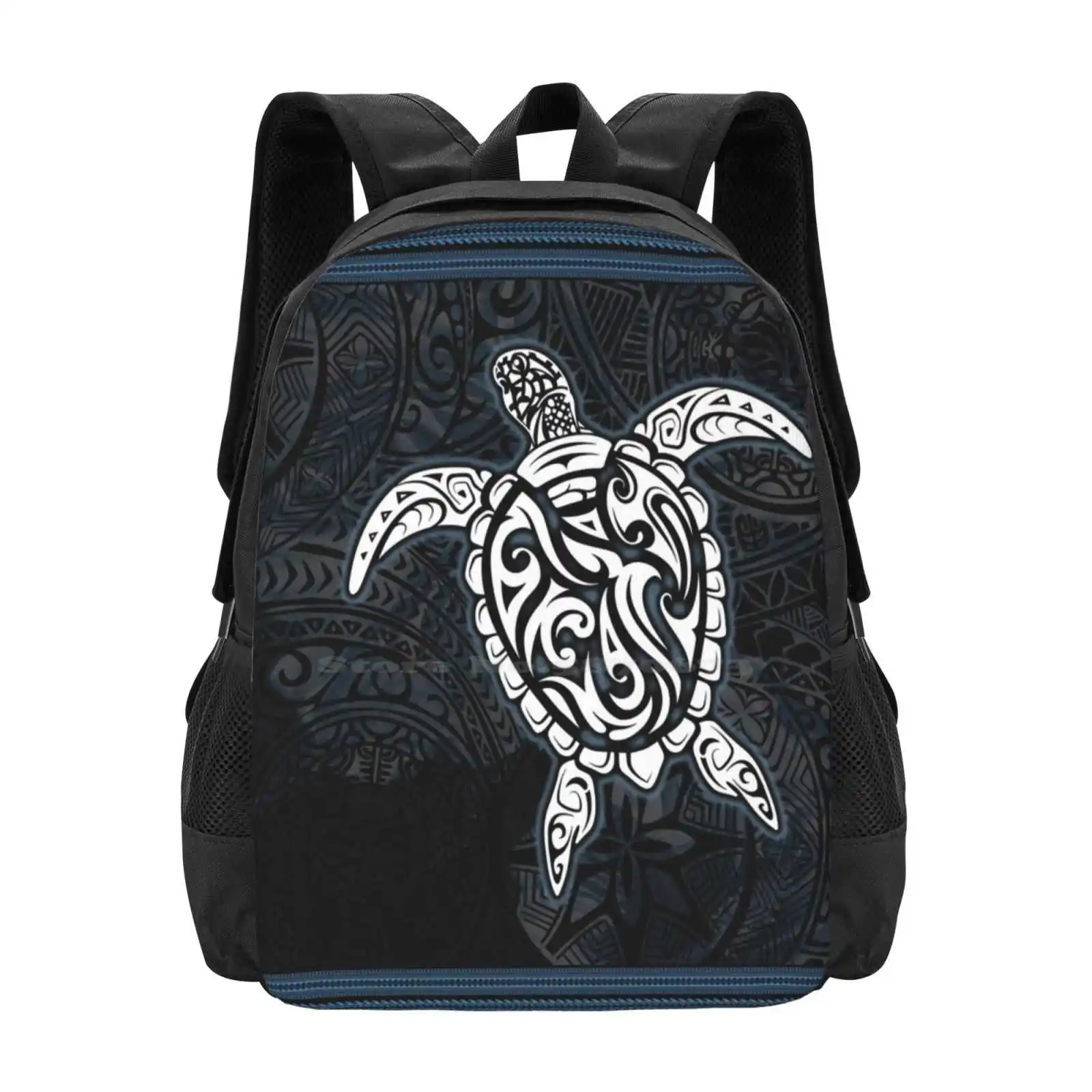 Polynesian Turtle Hibicus Backpack For Student School Laptop Travel Bag Turle Sea Turtle Pet Animal Polynesian Phone Wallet