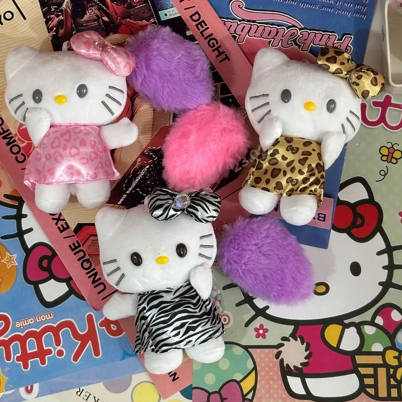 

Милый мультяшный леопардовый принт с рисунком зебры Hellokittys, плюшевая кукла, рюкзак, подвеска Ins Niche, универсальный японский подвесной брелок