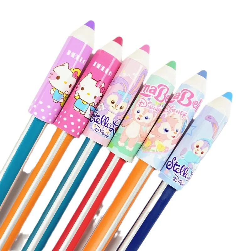 4Pcs Sanrio Pencil Cap Kawaii Hellokitty Mymelody Kuromi Student Cartoon Pen Cover Extender Pencil Case Grip