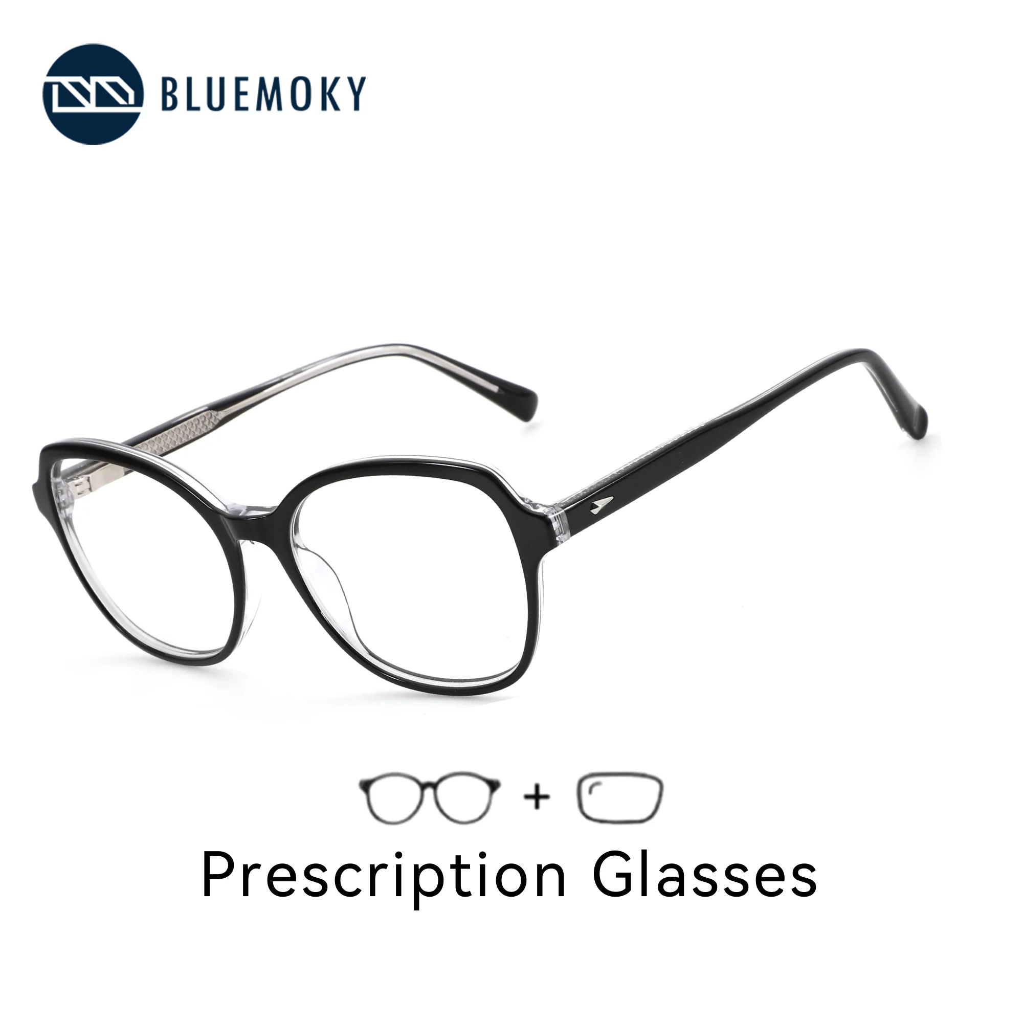 

BLUEMOKY Modish Acetate Square Prescription Glasses For Women Anti Blue Light Photochromic Optical Eyewear Myopia Eyeglasses