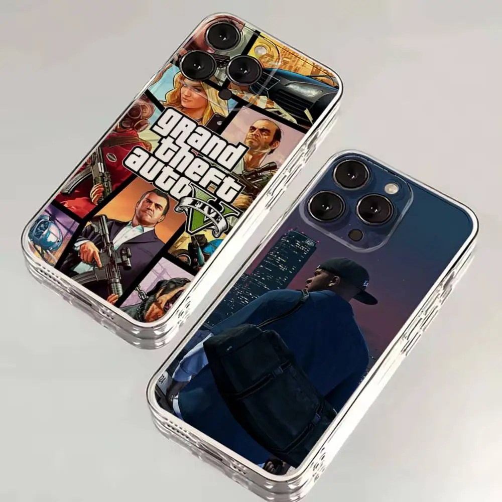

G-GTA Game San Andreas Phone Case For iPhone 16,15,14,13,12,11 Plus,Pro,Max,XR,XS,X,7,8 SE,Mini Transparent Silicone Soft
