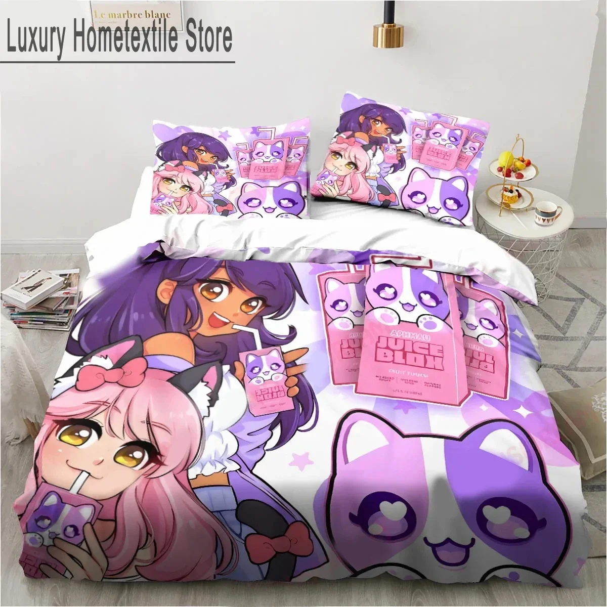 Cartoon Game Cute Aphmau with Wings Bedding Set Boys Girls Twin Queen King Size Duvet Cover Pillowcase Bed boys Adult