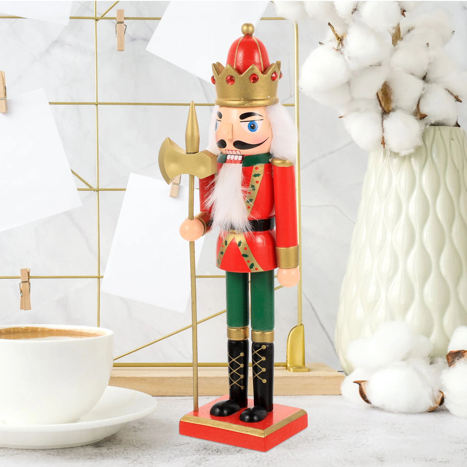 

Wooden Nutcracker Soldier Christmas Ornament Classic Xmas Desktop Decoration Wood Puppet Xmas Table Decor Desktop Nutcracker