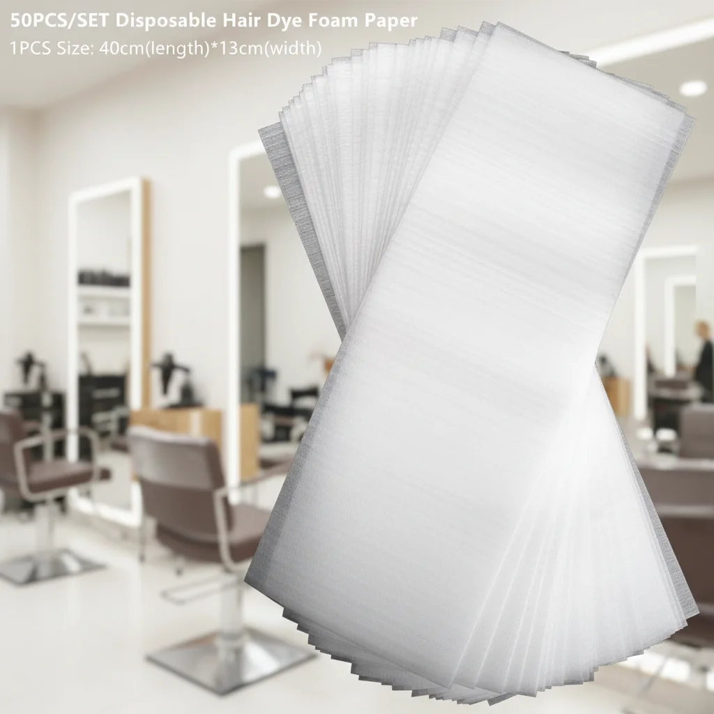 Disposable Hair Dye Foam Paper 50Pcs Set Professional Highlighting Strips Tools for Salon Use