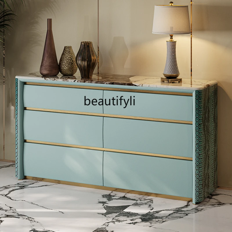 Light Luxury Chest of Six Drawers Chest of Drawers Fashion Marble High-End TV Cabinet Complete Bedroom Storage Hallway Storage