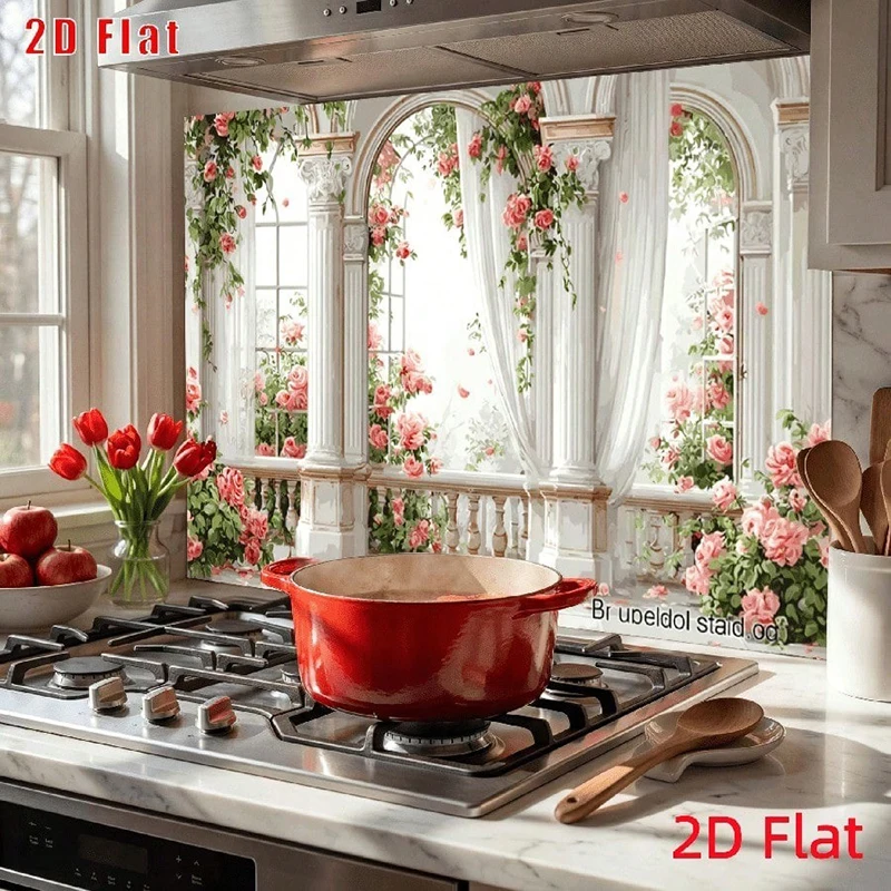 2D Flat European Style Romantic Rose Vineyard Wall Decoration For Kitchen And Balcony Suitable For Restaurant Decoration