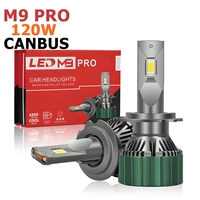 Bombilla de faro LED M9 pro 120W 12000LM H7 Turbo CSP diodo 6500K faro 12V alto brillo actualización de iluminación automática