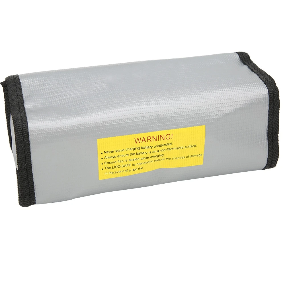 High Tech Lithium Polymer Battery Fireproof and Explosion Proof Safety Bag 190x75x80mm(Silver)