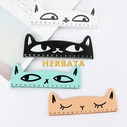 1 шт. линейка Kawaii Cat Design, забавные канцелярские товары, деревянные линейки, офисные аксессуары, школьные принадлежности для детей и учеников