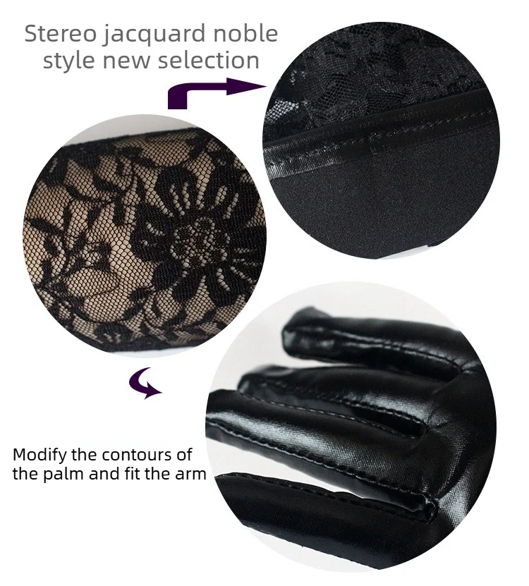 Long Lace Patent Gloves Spliced Lace Patent Gloves Long Dance Performance Gloves