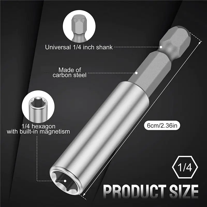 

A58Z 20Pcs Magnetic Extension Socket Drill Bit, 1/4 Inches Hex Shank Quick Release Drill Bit Extender Adapter