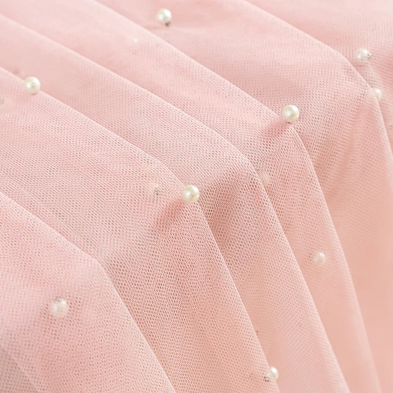 الوردي الشاش الجدول عداء رومانسية اللؤلؤ شبكة مفرش المائدة الزفاف غطاء طاولة طعام الديكور عيد ميلاد الطفل دش ديكور الحفلات