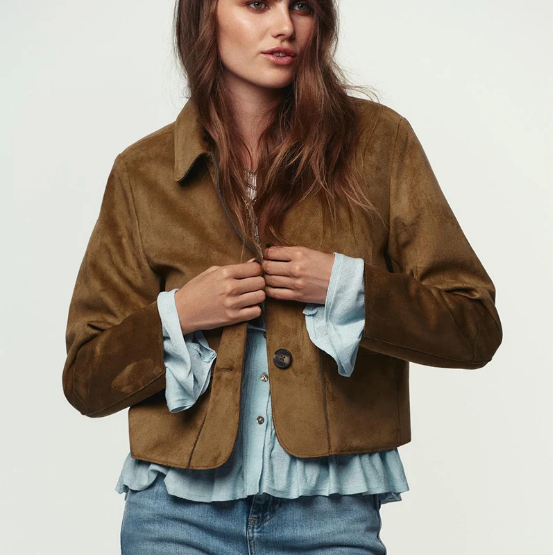 

Женская мода в стиле ретро Sle ort Jaet, осень 2023, Новое поступление, универсальная верхняя одежда с эффектом искусственного меха, подставка на пуговицах