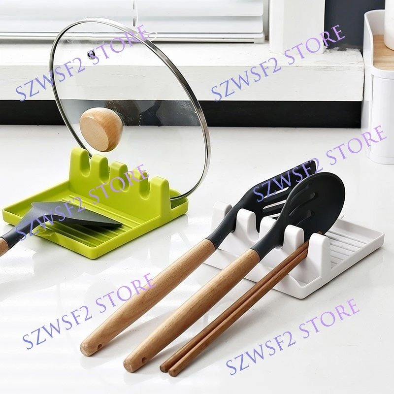 1/2/5pcs Kitchen Spoon Holders Fork Spatula Rack Spoon Shelf Organizer Pot Clips Plastic Chopsticks Holder Non-slip Spoons Pad