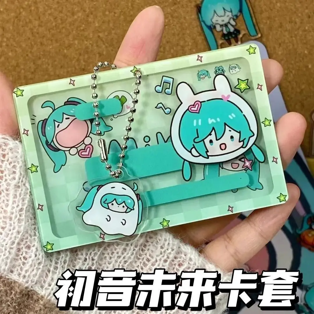 Hatsune Miku ID Card Sleeve Acrylic Anime Avatar Covers Self-adhesive Transparent ID Cover