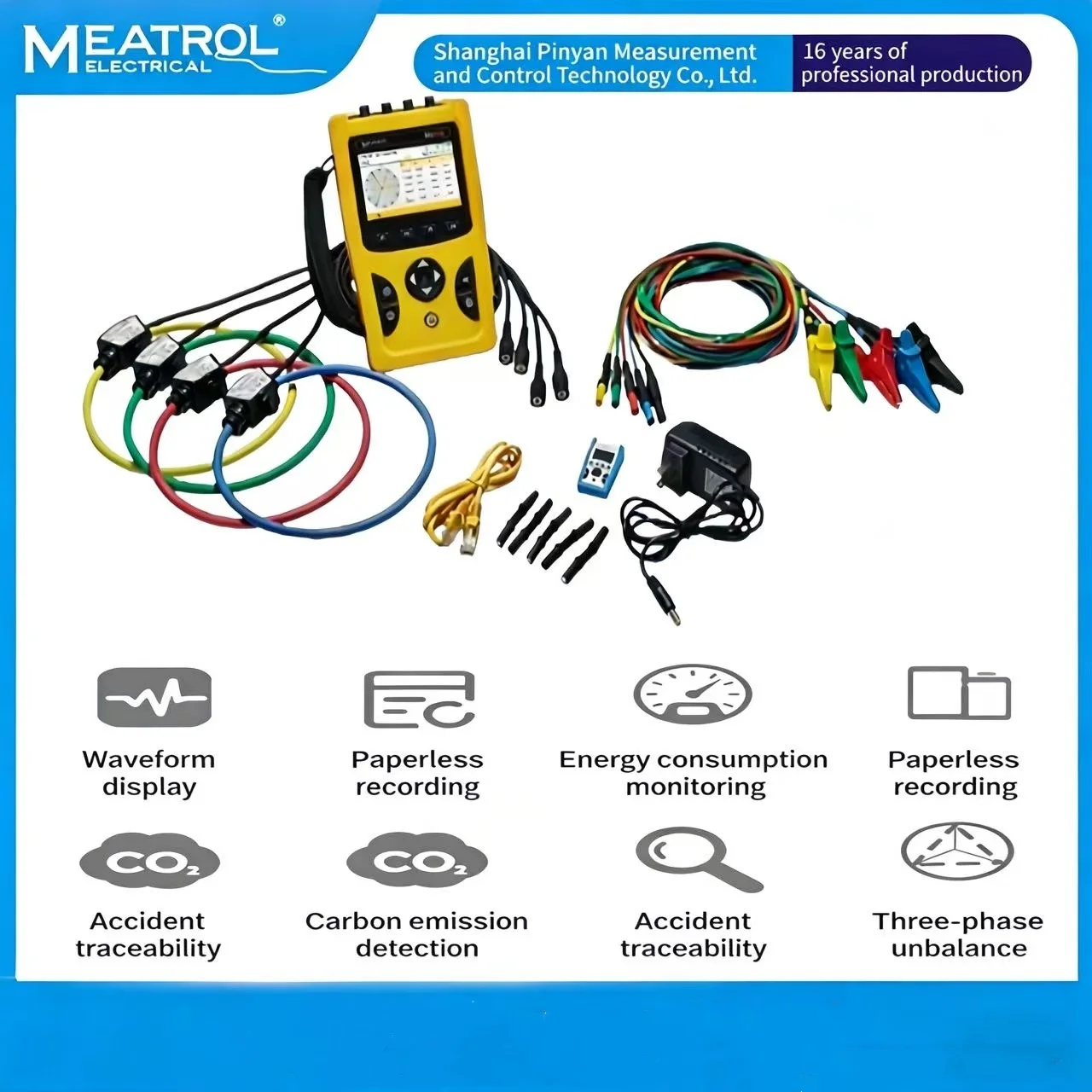 CE ROHS Certified  Handheld Power Quality Analyzer Customizable 3-Phase Modbus Protocol Energy Meter with Analyzer