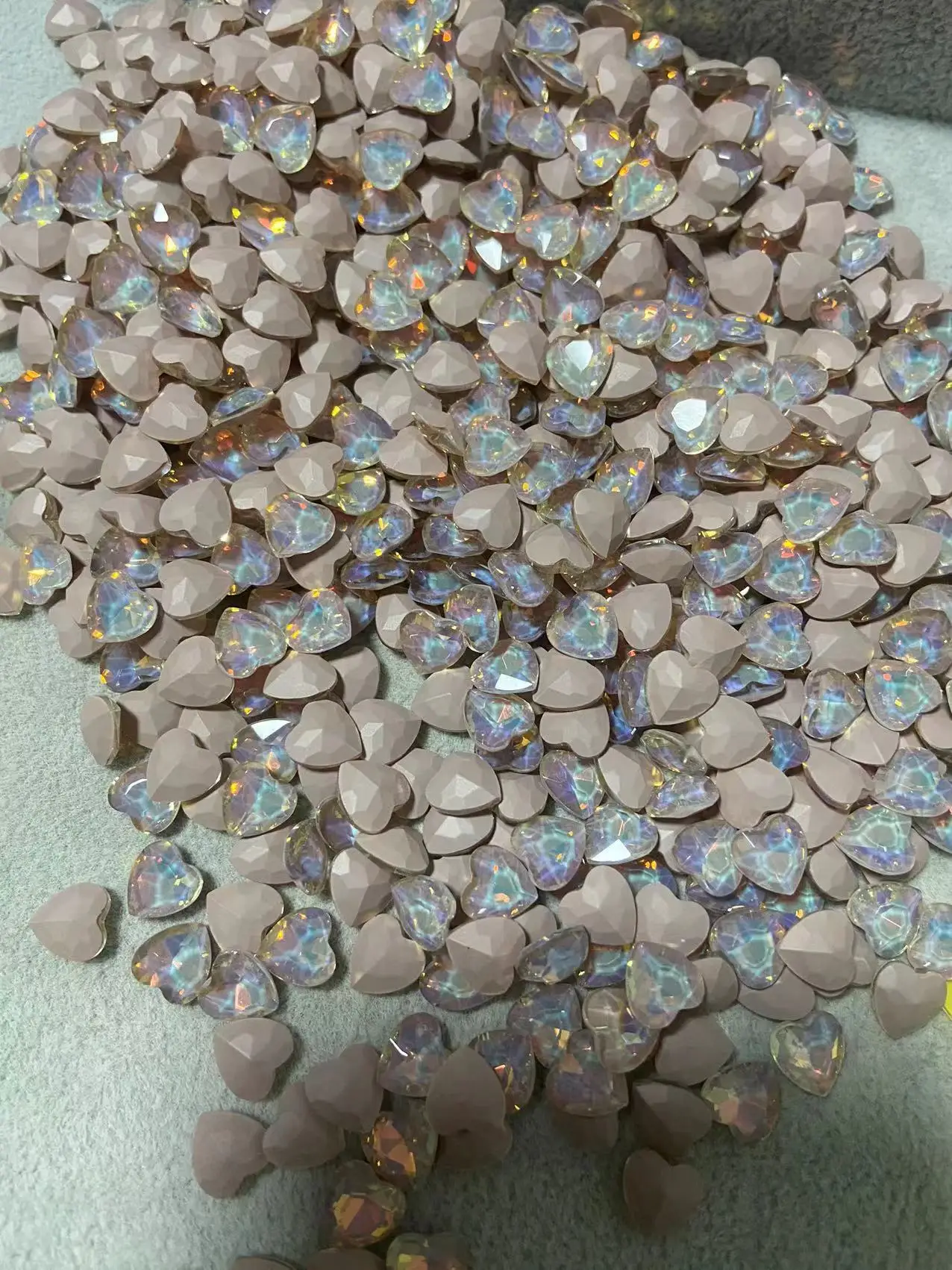 20Pcs Pointed Mocha Protein Nail Gems Ultra Sparkling Heart & Star Rhinestones for DIY Nail Art 3D Nail Jewelry Decorations