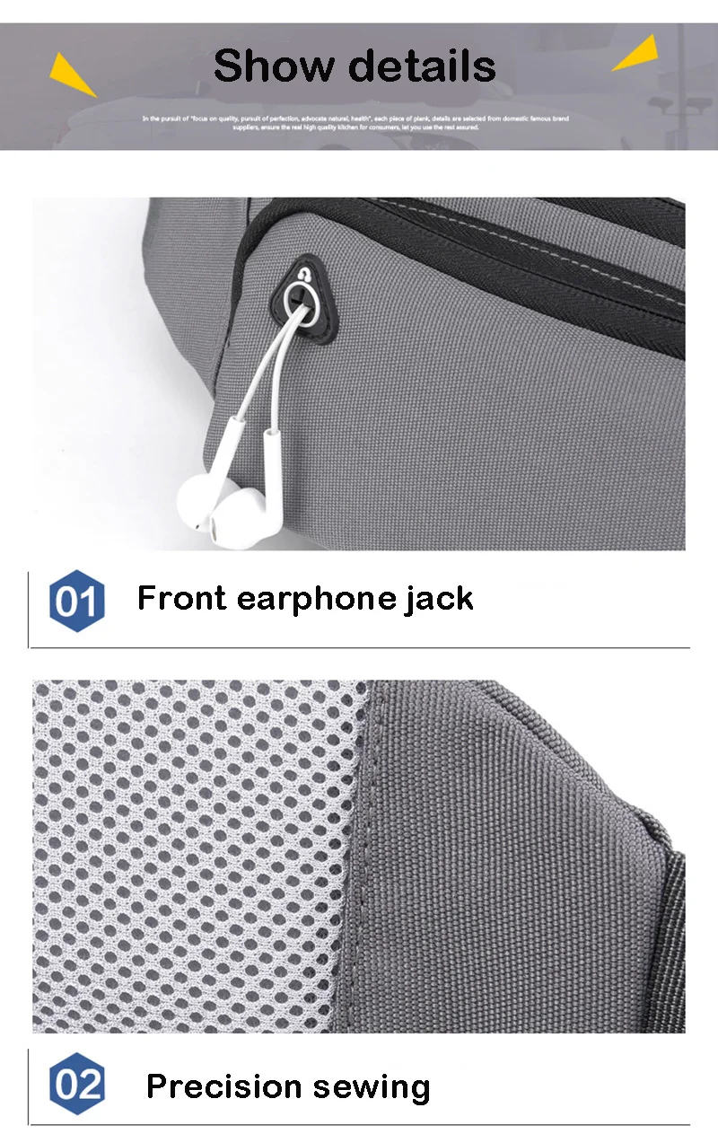 Wasserdichte Nylon-Gürteltasche für Herren und Damen, Bauchtasche, Hüfttasche, Känguru-Tasche, Sport-Lauftasche – Detail 11