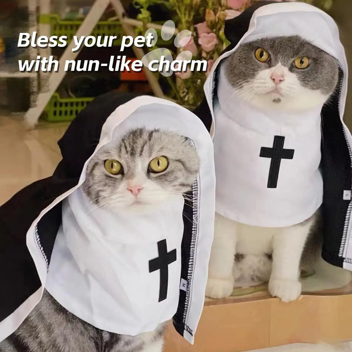 

Halloween Nun Pet Clothes Breathable Funny Cos Photo Props Cat Dog Cross Cape
