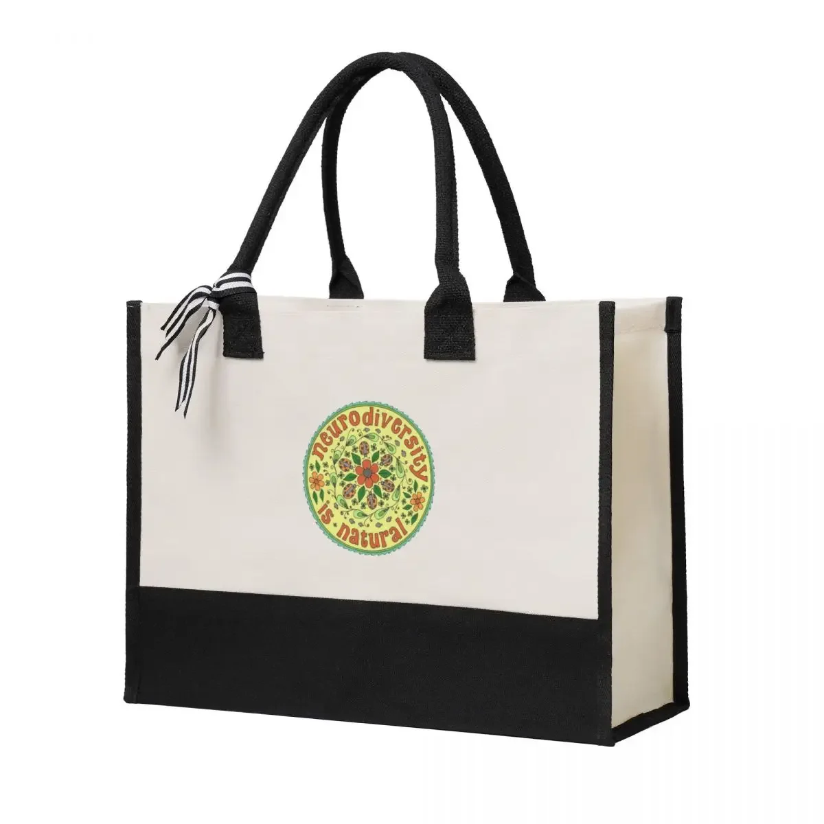 Canvas Gift Shopping Bag Neurodiversity Mandala Canvas Large Capacity Bag Customizable Quality Gifts