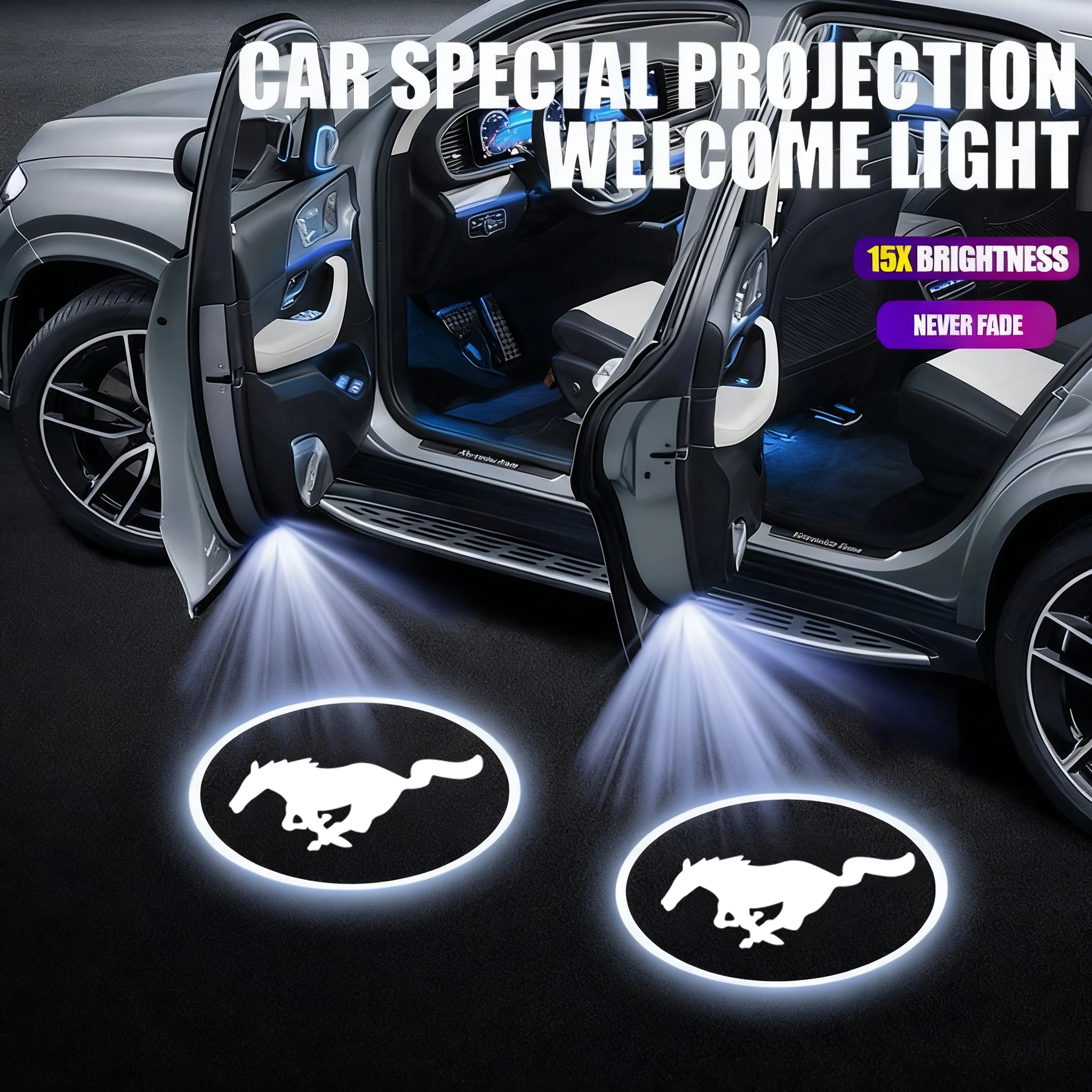 LED-Autotür-Projektorlampe Laser HD Willkommens- und Höflichkeitsbeleuchtung Dekoration für Ford Focus Mk2 Mk3 Mk7 Kuga Mustang Everest Fiesta