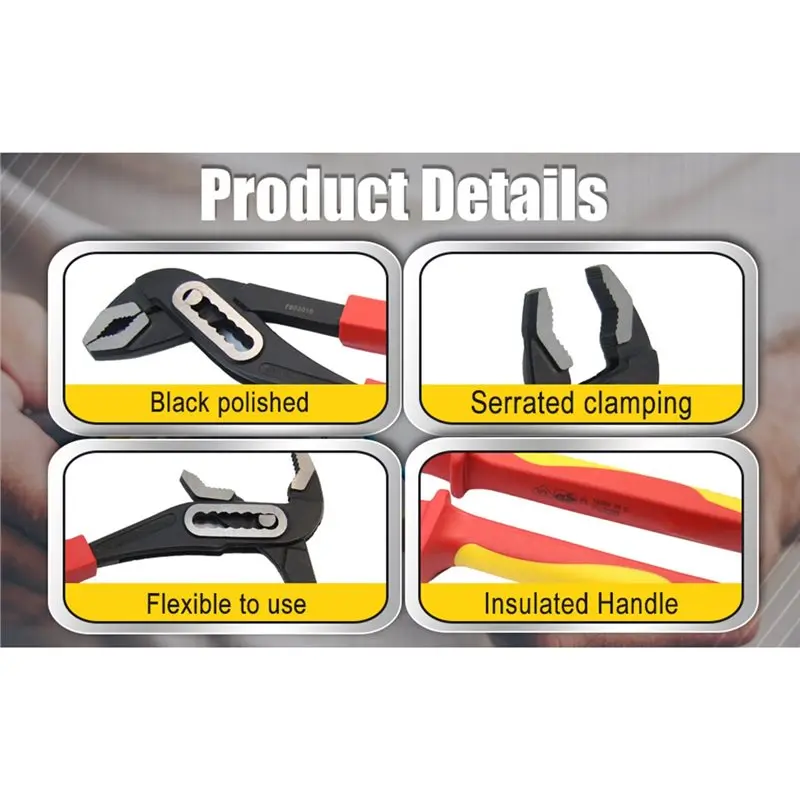 WCS-High Voltage Resistant Insulated Water Pump Pliers Electrical Tools With Large Opening Durable And Safe Labor-Saving Design
