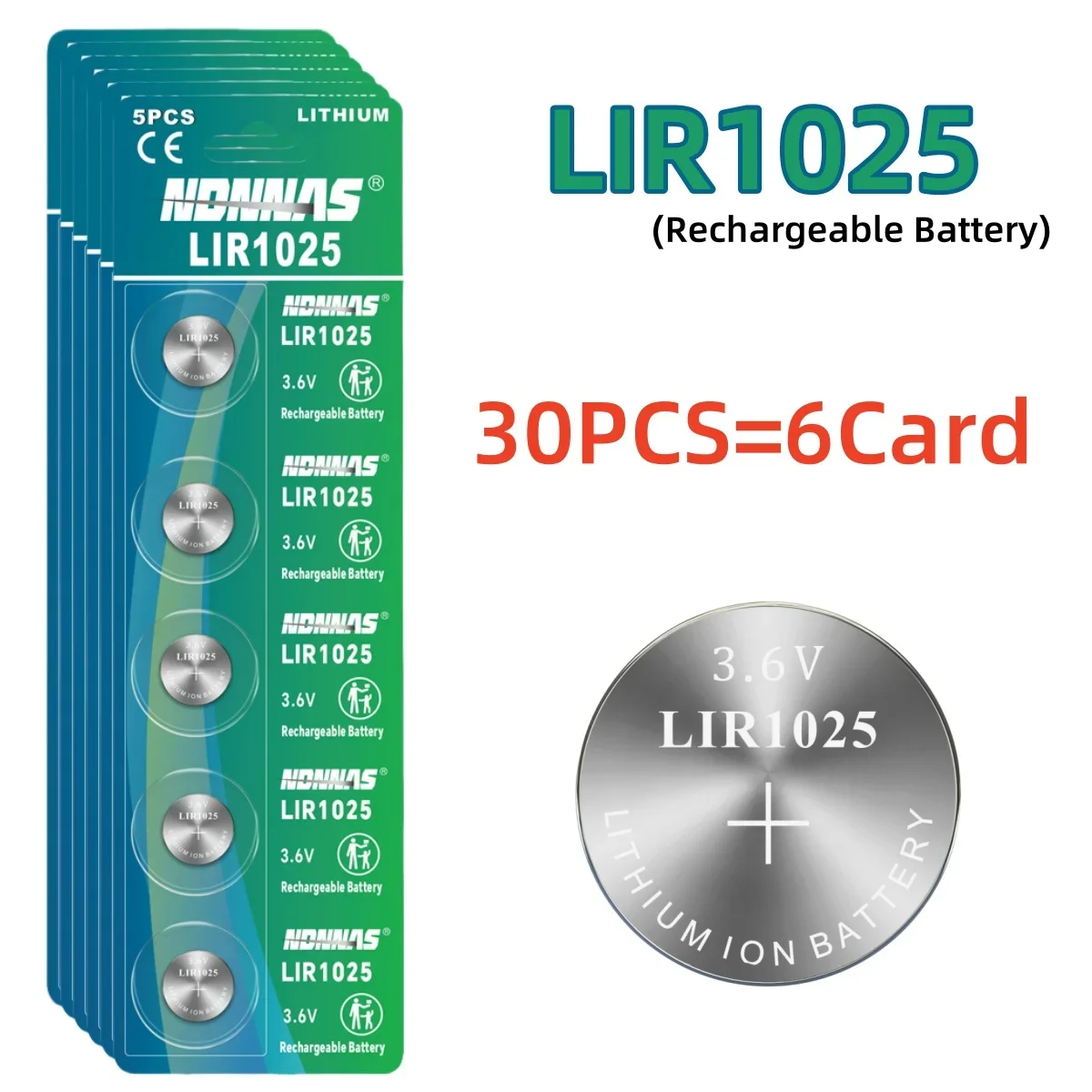 5-60PCS LIR1025 3.6V Rechargeable Lithium Rechargeable Battery Replace CR1025 For Watc Remote Camera Control Calculatorl Clock