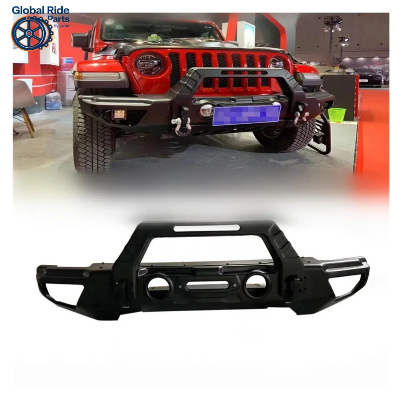 

Подходит для Jeep Wrangler JL 2018+ (без лампочек) Комплект стальной черный переднего бампера
