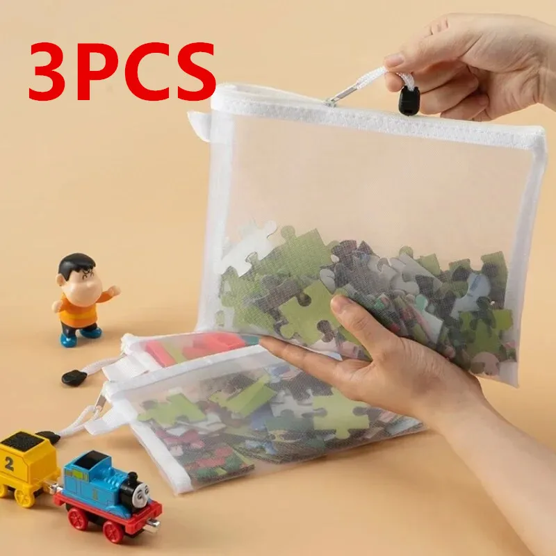 Storage Bag Mesh ZipperToy Building Block Puzzle Sub-package Children Particle Zipper Transparent Finishing Storage 1-3PCS