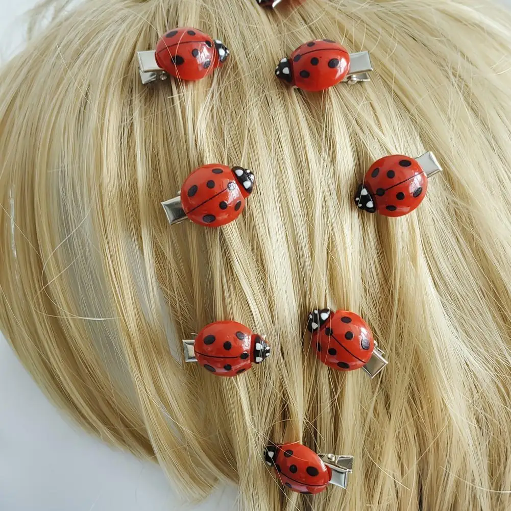 Ladybug Hair Clips 10pcs Women Hair Clips Set Anti-slip Teeth Hairpins for Bangs Braids Ladybug Decor Styling Pins for Buns