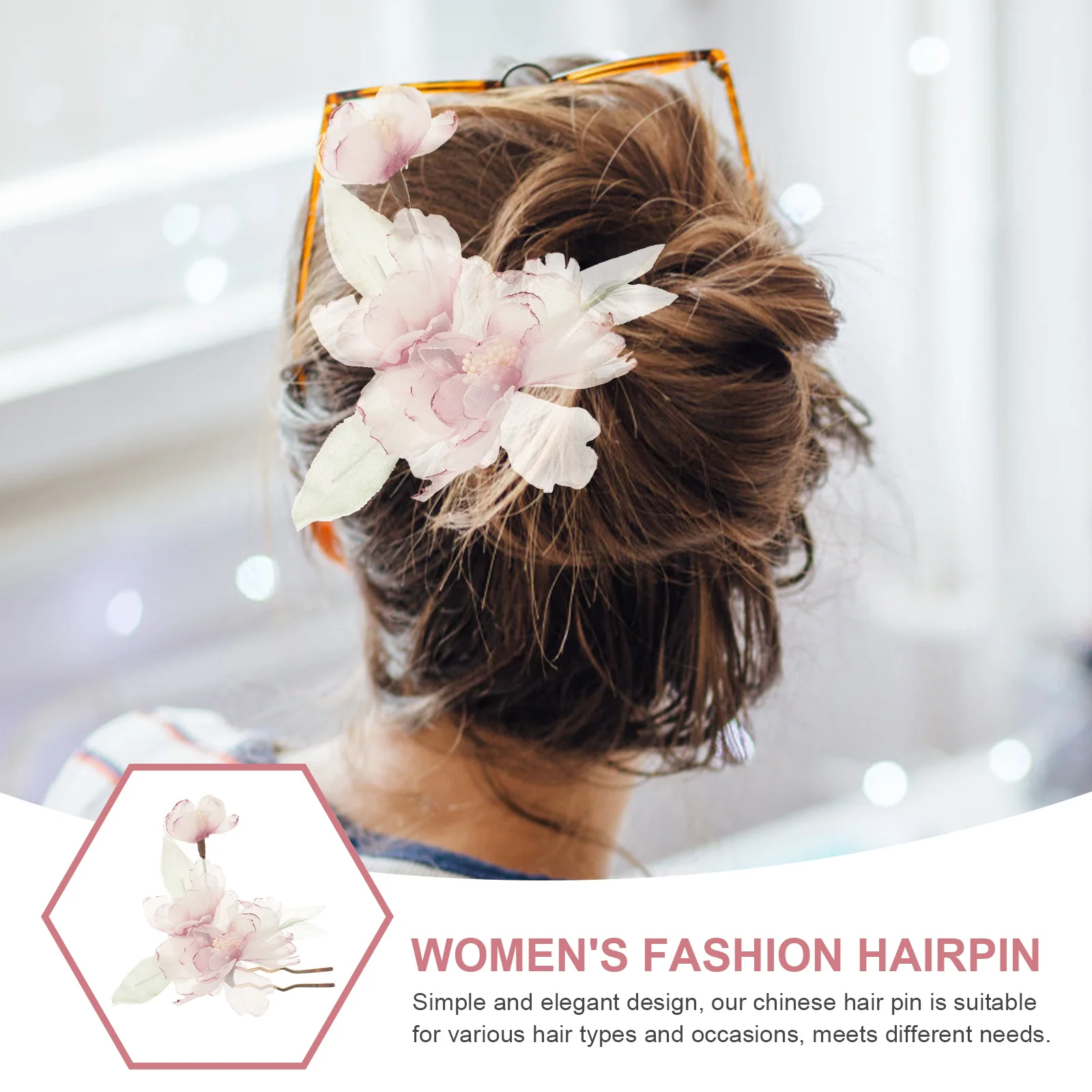 

Vintage Flower Hair Pin U Shaped Decorative Hairpin Floral Hair Accessories for Women Girls Flower Hairpin Women Hairpins