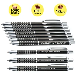 10pcs Customize Ball Pen Logo Ballpoint Pens Free Engraved Metal Barrel Promotional Gift Smooth Writing Stationery Show Display