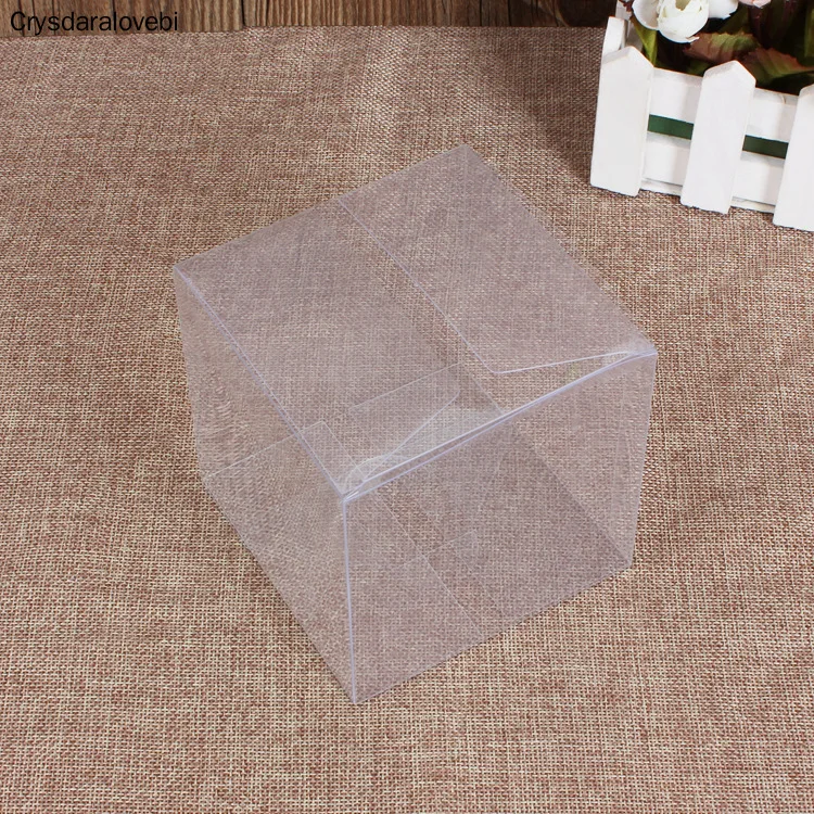 50 Pieces/lot PVC Square Gift Boxes Favor Candy Packing Souvenir Box Transparent Event Chocolate Dessert Bags 6x6x6cm