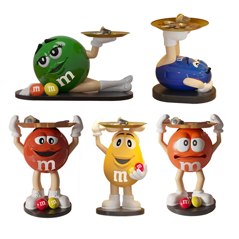 Cartoon Chocolate Bean Man Statue Storage Tray Creative M Bean Man Porch Entrance Keys Storage Plate Desktop Ornament Home Decor