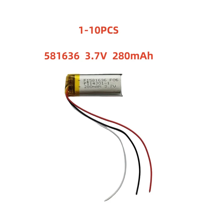 

581636 3.7V 280mAh Small Size Lipo Rechargeable Battery Lithium Polymer For MP3 Bluetooth MID headset headphone video pen