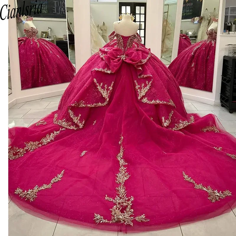 3D Flowers Quinceanera Dresses For Sweet 15 Girls Princess Ball Gown Appliques Graduation Prom Formal Dresses