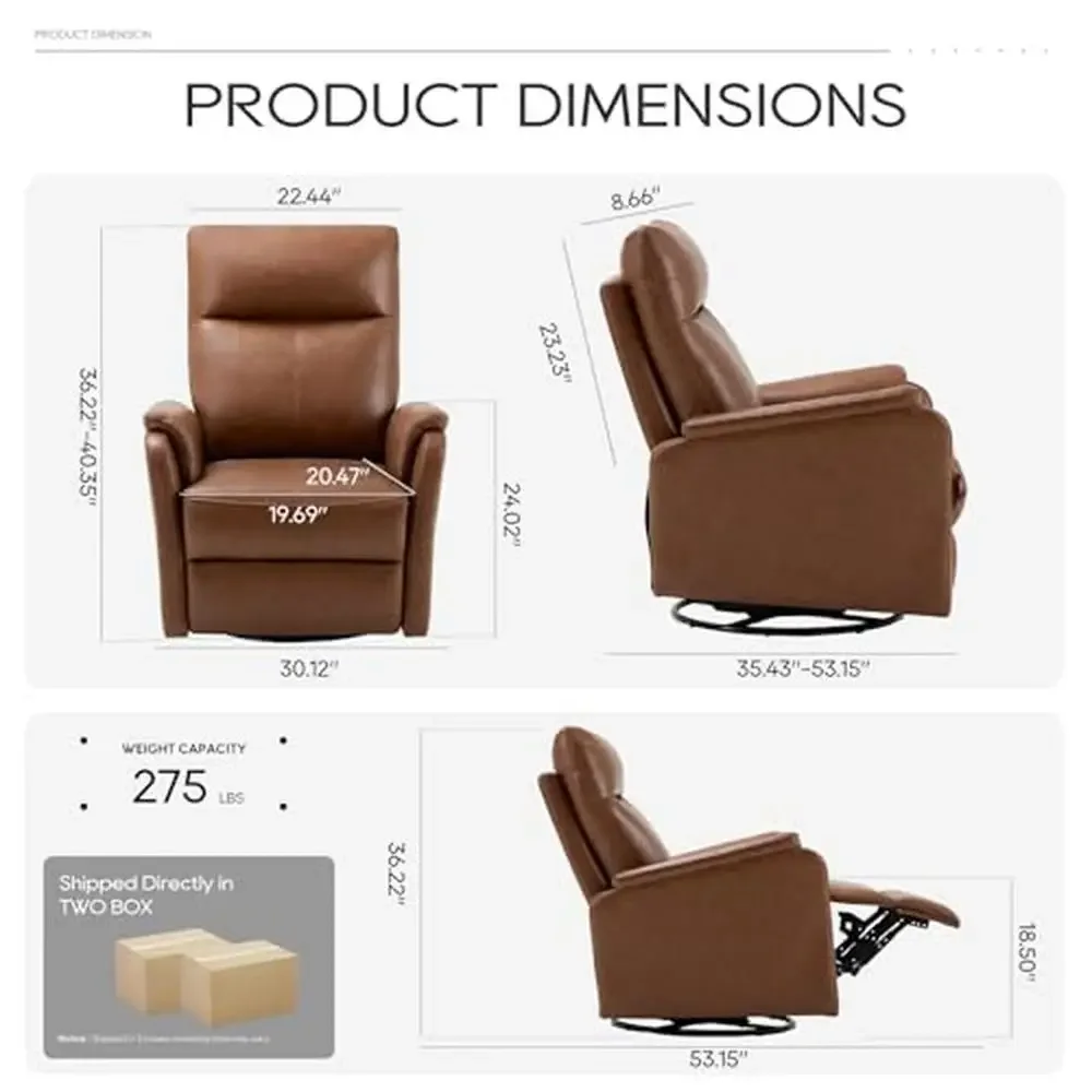 Swivel Rocker Recliner Chair with Footrest and Cushion PU Leather Seat Living Room Home Theater Modern Bedroom 360° Rotation