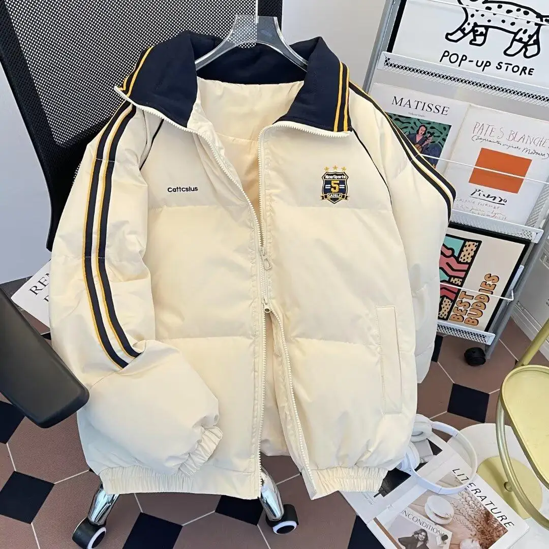 

Мужская утепленная хлопковая куртка American Sle Bae College в свободном стиле с воротником-стойкой для повседневной носки