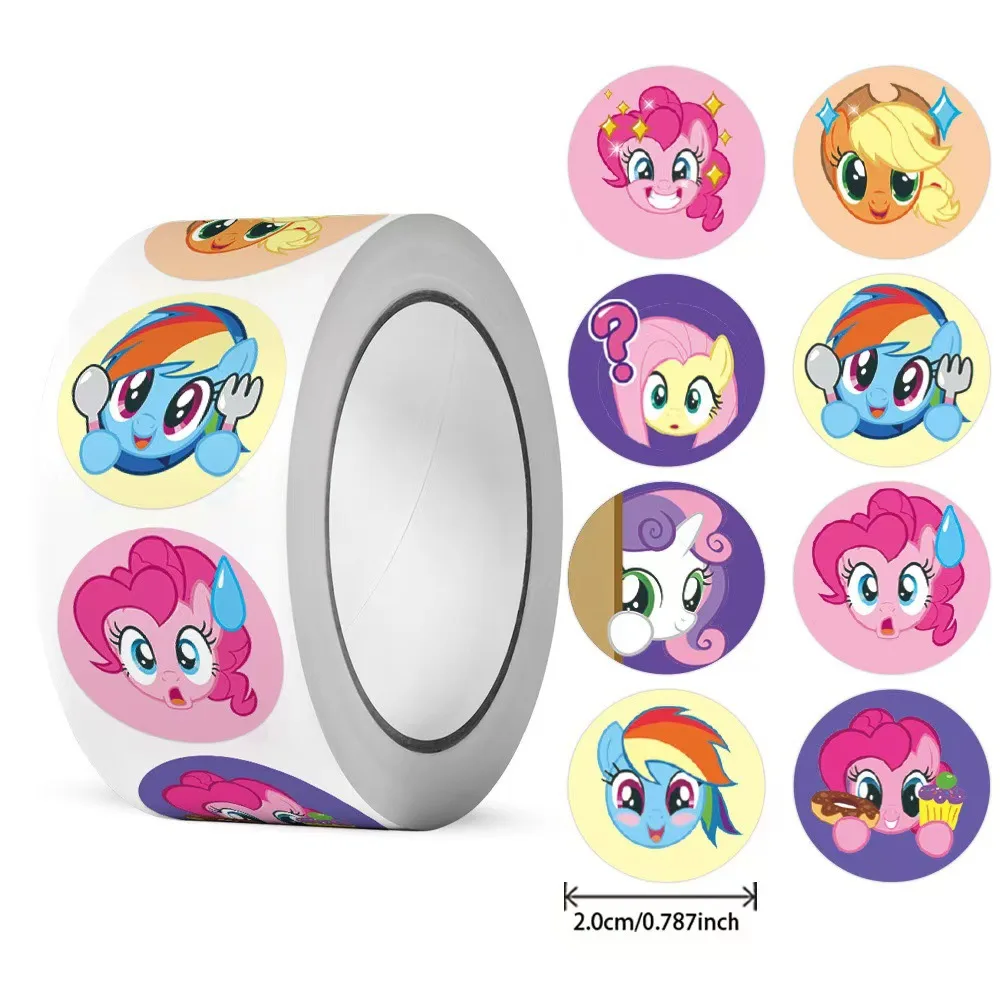 500 pegatinas redondas de My Little Pony, etiquetas autoadhesivas de cinta de sellado, pegatinas de papelería para decoración DIY para envolver regalos