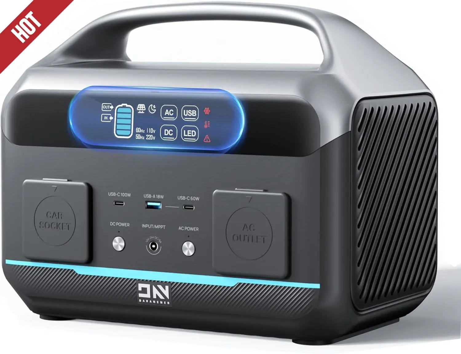 

Portable Power Station 600W (1200W Surge), 576Wh (180,000mAh) Solar Generator,LFP Battery 1Hour Fast Charging, 100W USB-C Output