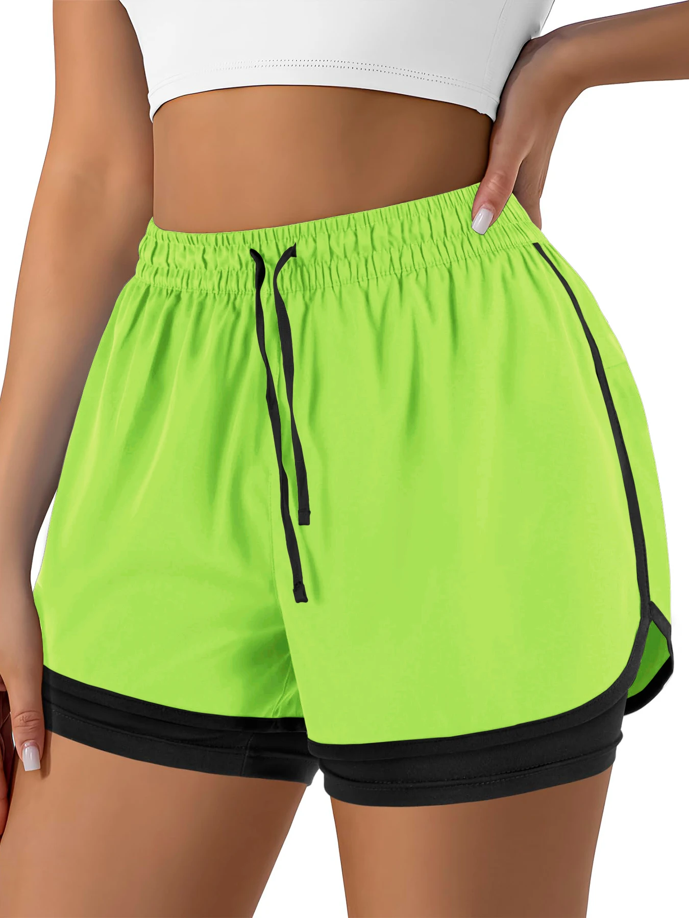 Beautiful Breathable Running Shorts, Quick-Drying, Casual Sports Style, Double-Layered Set-Up Design