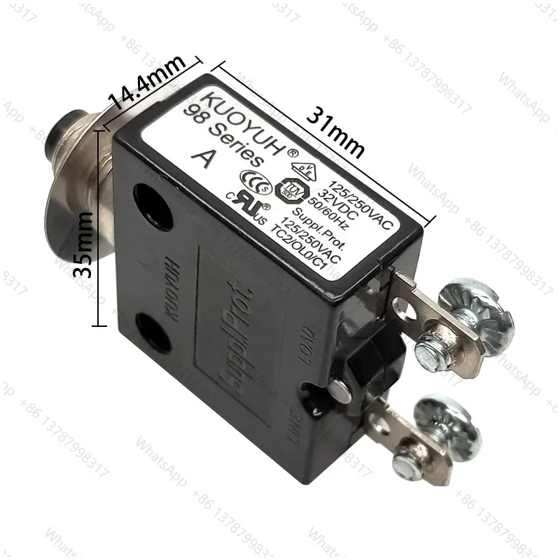 10 PCS  98 series 3A-50A 250V Manual Reset Thermal Overload protector switch electronic Circuit Breaker SWITCH