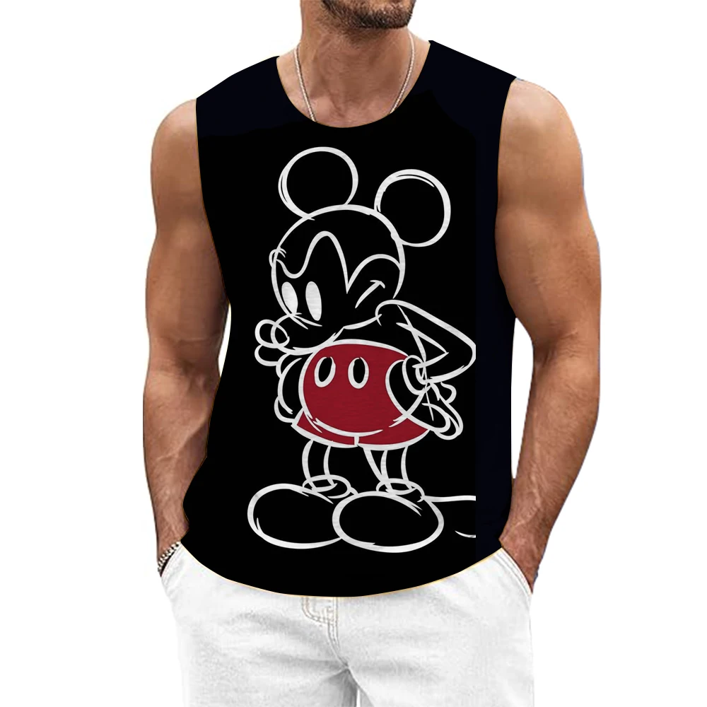 

Men's Summer Burst Bodybuilding Fitness Tank Top Disney Mickey Mouse funny print Comprehensive Training Sports Undershirt